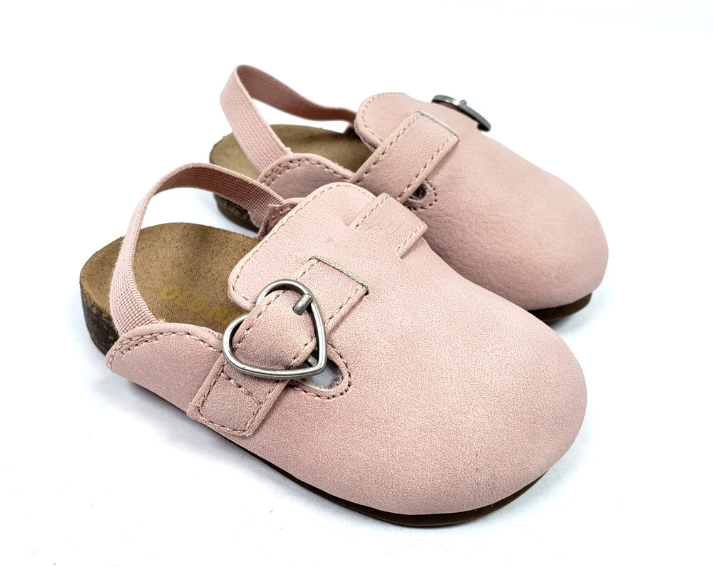 Old Navy Baby Girls Size 6-12M Earth Pink Heart Cork Slip On Sandals Shoes